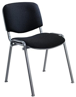 Office Hippo Heavy Duty Stackable Reception Chair, Black Frame, Fabric, Black