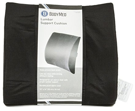 BodyMed Lumbar Support Cushion, Standard, Black – Lower Back Support for Improved Comfort – Ideal for Use at Home, in The Office, and Traveling – Durable, Adjustable, & Lightweight