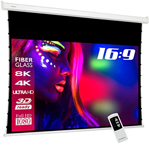 ESMART Professional TATENSO Tension-Leinwand 303 cm Bild 266 x 149 cm (120) 16:9 | Programmierbare Fernbedienung | Heimkino elektrische Beamer Projektionsleinwand Motor Tension Leinwand LCD LED