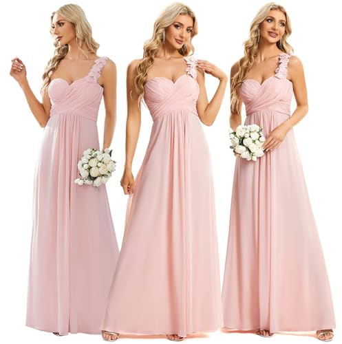 Ever-Pretty Robe de Soirée Plissée en Mousseline Une Bretelle Fleurs 09768