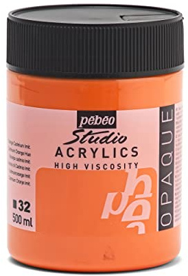 Pébéo Studio Acrylfarbe, 500 ml, Kadmiumorange, 171032, Imitation Kadmium Orange