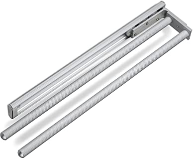 SOTECH Aluminium Handtuchhalter TED 2-armig EV1 eloxiert (450-730 mm, ausziehbar, drehbar) Teleskop-Auszug geeignet für Bad oder Küche