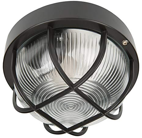 Smartwares BE100Z - Aplique de pared redonda, luz exterior, negra