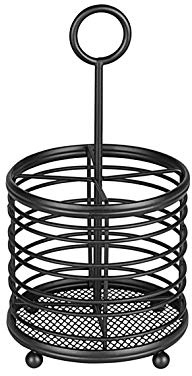 Spectrum Diversified Contempo Caddy Cutlery, Modern Dining Table Décor & Kitchen Organization, Silverware Holder with Handle, Black
