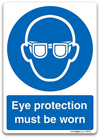 Eye Schutz zu tragen, Schilder Vinyl Aufkleber & starrer Kunststoff Sicherheit Kleidung Schilder, Vinyl, 148mm x 210mm A5