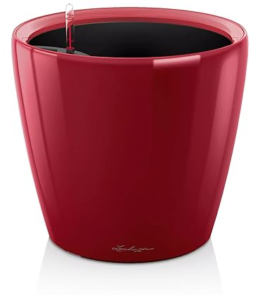 Lechuza – Pot de Fleurs d'Interieur – Premium Classico Ls – Réserve d'Eau Intégrée – Coloris Rouge Scarlet – Ø 21 X 20 cm