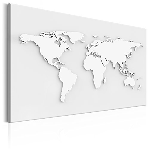 B&D XXL Weltkarte Pinnwand & Vlies Leinwand Bild 90x60 cm Bilder mit Kork Rückwand 1 Teilig Kunstdruck Korktafel Korkwand Memoboard Pinboard Wandbilder Karte Landkarte k-B-0013-p-a