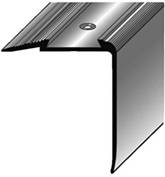 3 Meter Treppenkantenprofil (80 mm x 58 mm) aus Aluminium eloxiert, gebohrt, silberfarbig