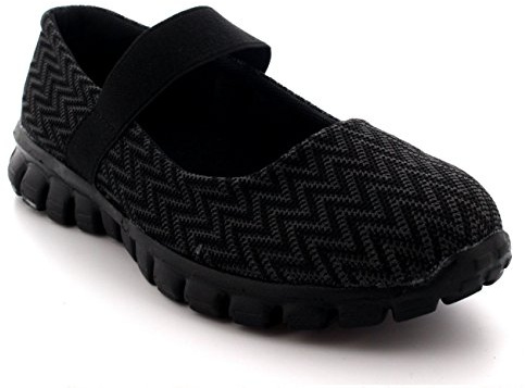 Get Fit Femmes en Marchant Bas en Haut des Sports Chaussures Mary Jane Formateurs - Noir - UK6/EU39 - BS0057