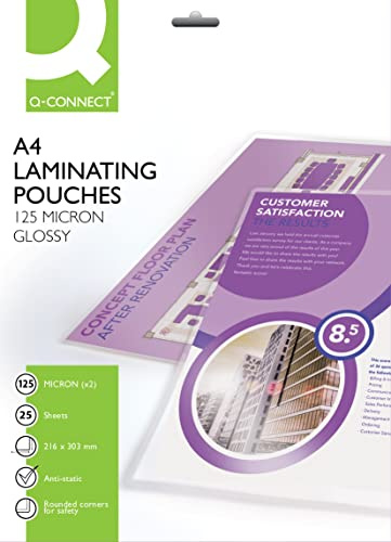 Q Connect Laminiertasche A4 125 Micron, 25 Stück