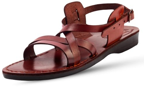 Holy Land Market Herren/Damen Biblische Jesus Ledersandalen aus Jerusalem (Yashua-Stil II), Braun, 11-11.5 Women/8.5-9 Men