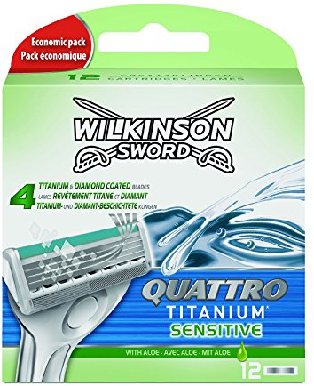 Wilkinson Sword Quattro Titanium Sensitive Klingen, 12 Stück
