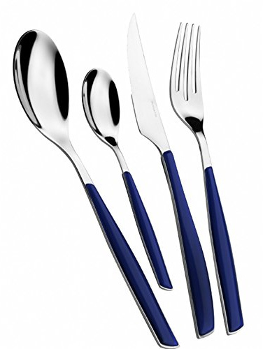Bugatti Ménagère 24 Pièces Bleu, 24 pièces, Acier inoxydable, Glamour, Moderne, 1.3 kg, Lave-vaisselle, 3137998031