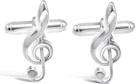 Gemelos en forma Clave de Sol de Plata de Ley - Para Hombre, tema Música