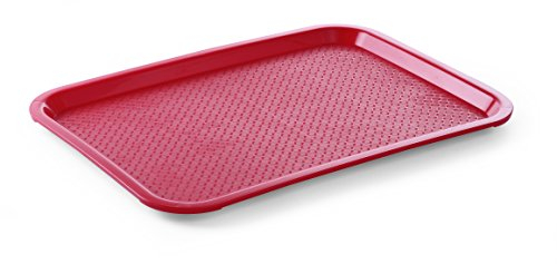 HENDI Bandeja de Servicio, Mediana, Rectangular, Multiusos, Bandeja para Servir Comida rápida, Bebidas, Fast Food, Bandeja de Cocina, 305x415x(H) 20mm, Rojo, Polipropileno