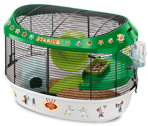 Ferplast Hamsterkäfig, STADIUM Nagerkäfig, Kleintierkäfig, Hamsterzubehör inklusive, 50 x 34 x h 33 cm.