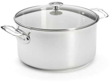 De Buyer - Faitout en inox MILADY avec son couvercle en verre - 28 cm - Fabriqué en France, Inox 18/10 Performant et Résistant, Fond Sandwich, Tous Feux + Four, Finition Poli Brillant