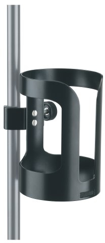K&M 16022 Universal Getränkehalter Schwarz - aus Stahl - flexible und stabile Ablagefläche, anschraubbar bis ø 3 cm