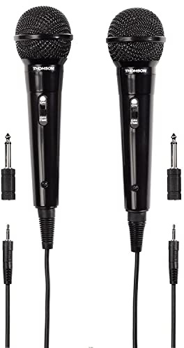 Thomson 2x Dynamisches Mikrofon M135D (Doppelpack, Nierencharakteristik, 3,5 mm Klinkenstecker, Kabellänge 3 m) schwarz