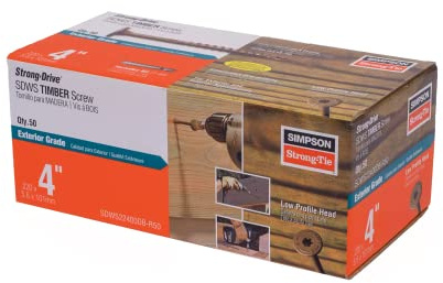 Simpson Structurelle Vis Sdws22400db-r50 .22-inch par 10,2 cm avec T-40 disque extérieur Structrual Vis à bois, 50-pack