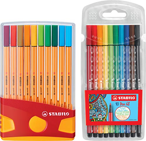 STABILO - Fineliner - point 88 ColorParade - 20er Tischset in rot/orange - mit 20 verschiedenen Farben und Hängelasche