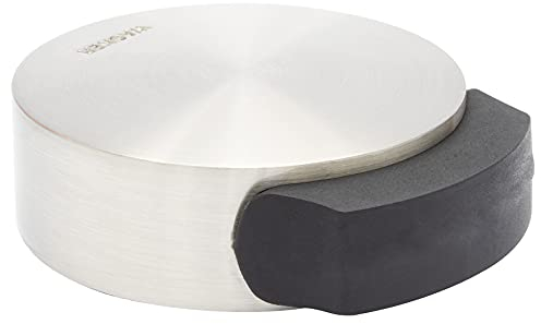 WAGNER Design-Boden-Türstopper SCREW OR GLUE/Schrauben oder Kleben - Durchmesser Ø 50 x 55 x 17 mm, Metall gebürstet, Edelstahloptik, thermoplastischer Kautschuk, Designpreis - 15511111