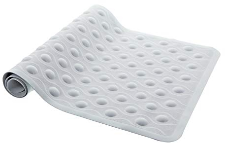 Aztex Anti-Fungal Non-Slip Shower Mat with Bubbles and Suction Cups, Slip Resistant Shower Tread, Kids Bath Mat, Made From Rubber Vinyl - Off-White