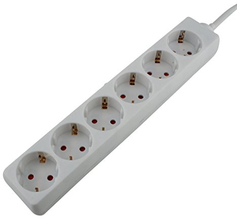 UNITEC Tischsteckdose, 6-Fach, 5 m, H05VV-F 3G1.5 mm², weiß