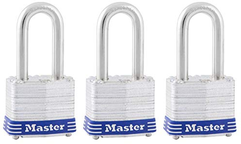 Master Lock Outdoor Padlocks, Lock Set with Keys, Keyed Alike Padlocks with Long Hardened Shackles that Resist Cutting for Gates, Sheds, Fences, 3 Pack, 3TRILF