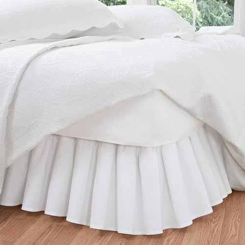 Fresh Ideas Volants Popeline Tour de lit California, Coton Polyester, Blanc, Entier