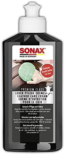SONAX PREMIUM CLASS LederPflegeCreme (250 ml) intensive Pflege für Glattleder durch Feuchtigkeits-Emulsion mit Tiefenwirkung | Art-Nr. 02821410