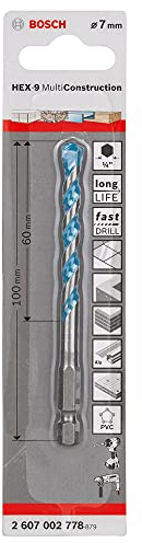 Bosch 2607002778 Multi-Purpose Drill Bits Hex-9 Multi Construction 7X50X100Mm