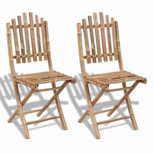 vidaXL 2X Bambus Klappstuhl Gartenstuhl Gartenmöbel Klappstühle Balkon Sühle
