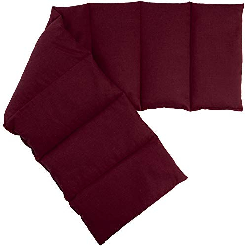 Bio-Dinkelkissen 75x20cm groß 8-Kammer, weinrot - Wärme-Körner-Kissen für Mikrowelle oder Backofen - Bio-Dinkel