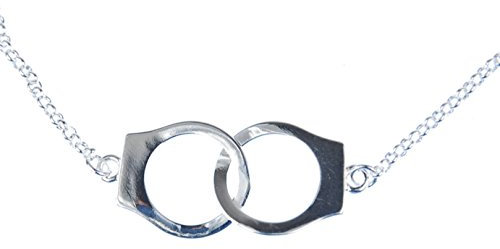 Miniblings Handschellen Kette Handcuffs Police 925 Echtsilber 40cm - Handmade Modeschmuck - Gliederkette