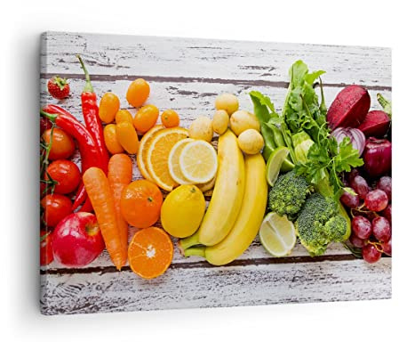 ARTTOR Bilder auf Leinwand 70x50cm Wandbild Küche - 2888 | Essen Gemüse Frisch Klein Wanddekoration Wohnzimmer Schlafzimmer Küche Wanddeko Wand Kunstdruck Wandkunst Wall Decor ARTTOR