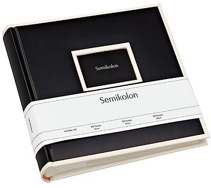 Semikolon 351136 200 Pockets Album - 23 x 22,3 cm - 100 Seiten cremefarben, für 200x 10x15 Fotos - black schwarz