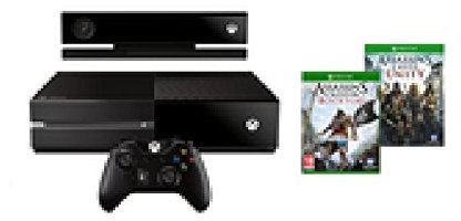 XBOX ONE 500GB KINECT VÖ: 04.11.2014 / X-Box One / Bundle comprenant : console, 1 x manette sans fil, casque/jeux : Assasins Creed Unity + Black Flag Full Gam