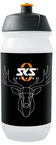 SKS GERMANY Fahrradflasche Shiva Hirsch Design, Zubehör (Trinkflasche mit Shiva-Verschluss, viel Volumen, auslaufsicheres Push-Pull-Ventil, Wasserflasche in Hirsch-Design), Transparent