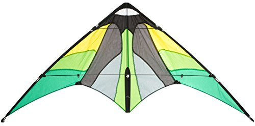HQ Design - Cirrus Emerald Lenkdrachen Zweileiner Flugdrachen Leichtwind Beginner-Fortgeschritten ab 10 Jahren 51x115cm inkl. 25kp Dyneemaschnüre 2x25m auf Winder mit Schlaufen,1-7 Bft