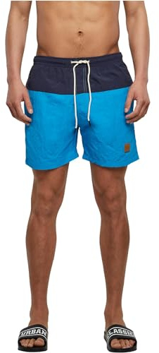 Urban Classics herr Badbyxor Block swim shorts, marinblå/turkos, M