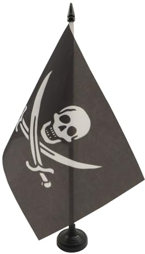 Pirat Jack Rackham bordsflagga 21 x 14 cm - liten piratbordsflagga - corsair 14 x 21 cm - AZ FLAG