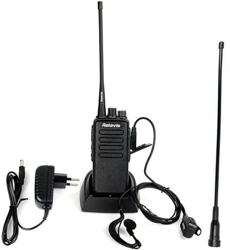 Retevis RT1 Funkgerät Große Reichweite, Lange Reichweite mit Headset, Handfunkgerät mit 3000mAh 1750Hz, Professionelles Walkie Talkie für Sicherheit, Baustelle (Schwarz, 1Stück)