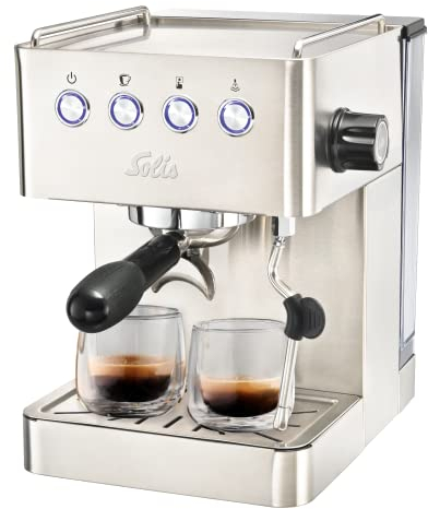 Solis Espressomaschine Barista Gran Gusto 1014 - Siebträgermaschine - Tassengröße programmierbar - Dampf-/Heißwasserdüse - 58 mm Profi-Siebhalter - Edelstahl
