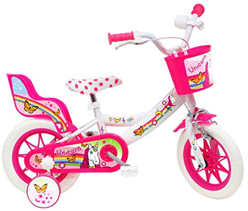 Unicorn, Bicicletta Bambino, Bianco-Rosa misura 12