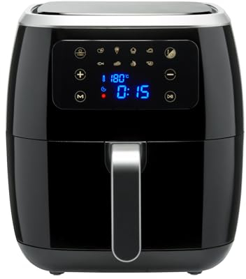 Amazon Basics 6 litre Air Fryer with Digital Touchscreen and 8 Cooking Presets, Black