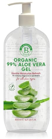 Organic Aloe Vera Gel for Face, Hair & Body, 100% Pure ingredients | Moisturiser | Rich in Vitamins | for All Skin Types | great After Sun lotion cream | Vegan | Made in UK.