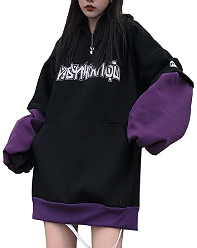 WINKEEY Japan Harajuku Maglione con Cappuccio da Donna Ragazze Autunno Inverno Felpa con Cappuccio Hip Hop Streetwear Punk Carino Felpe Maglione