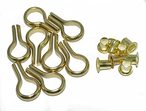 SISI UK® Banjo Shelf Supports Studs & Inserts Sockets for 6mm Hole, 3 Colours, Brass, Nickle & Antique Bronze - Pack of 8 (Brass Finish)