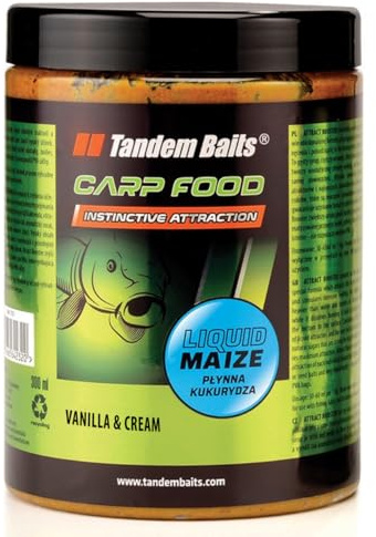 Tandem Baits Carp Food Liquid Maize Vanille & Sahne, Karpfen Angeln ohne Mühe, Köder zum Große-Fische-Angeln, Karpfenzubehör für Profis & Hobby-Angler 1000 ml